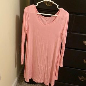 Pink Long Sleeve T-shirt Dress